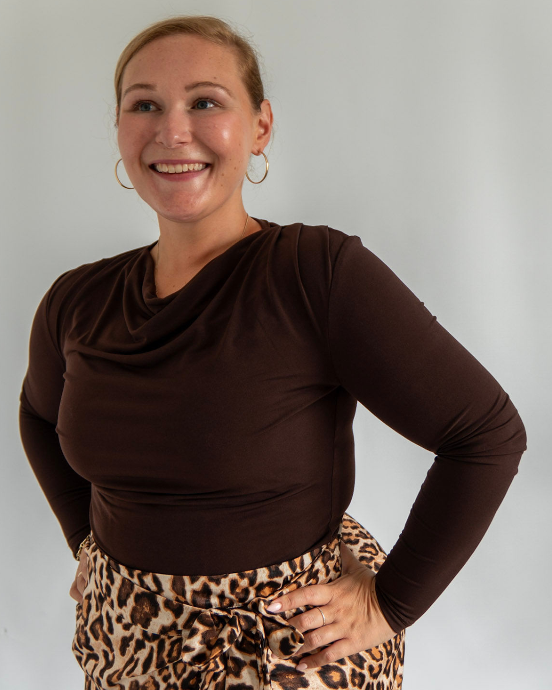 Cowl Neck Everyday Top | Chocolate