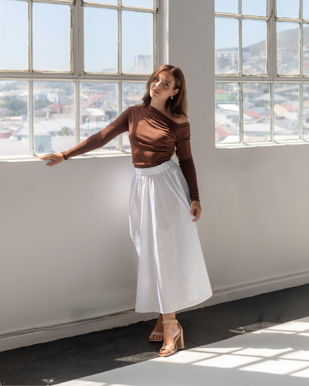 Asymmetric One Shoulder Top | Brown