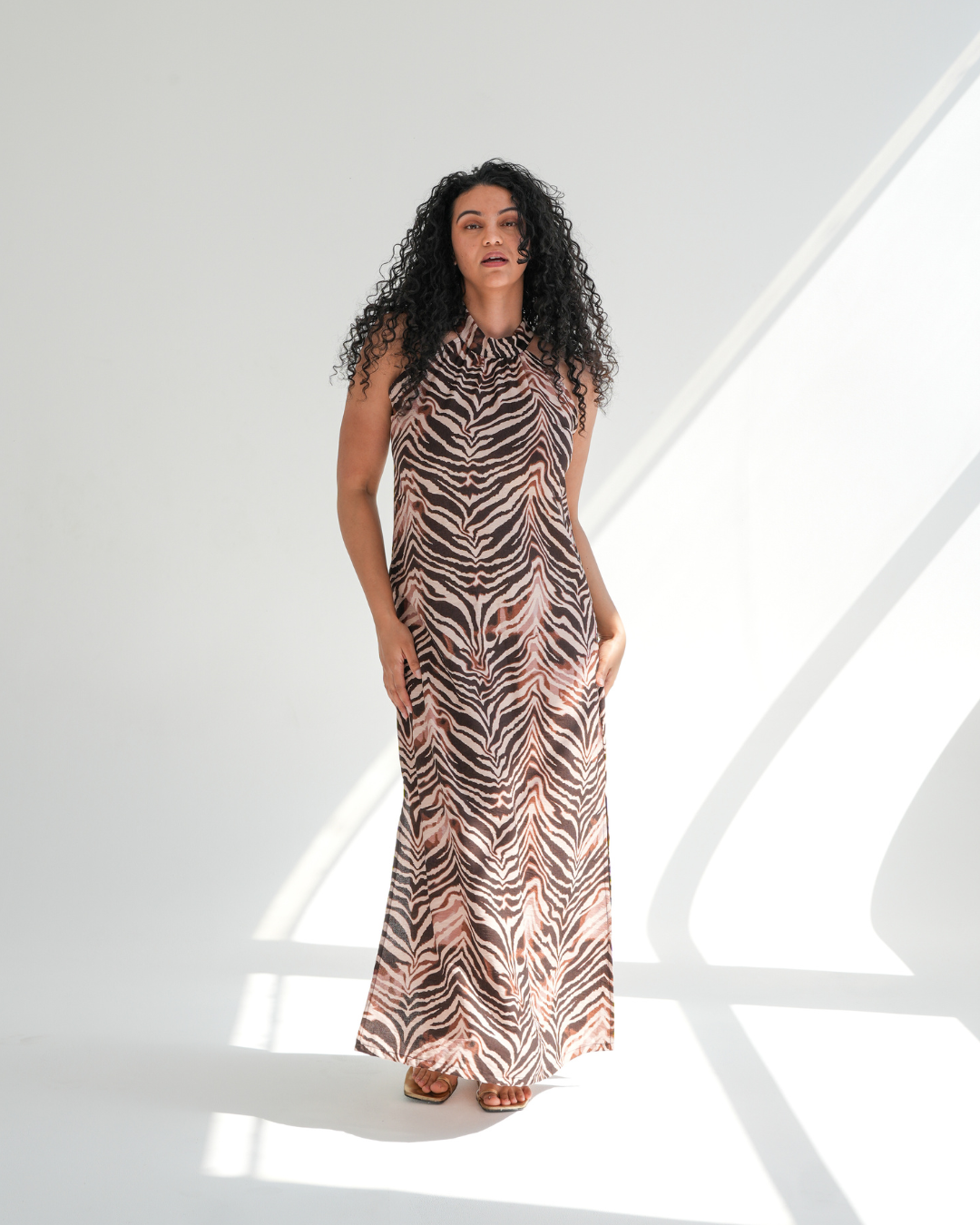 Zebra Print Halterneck Dress