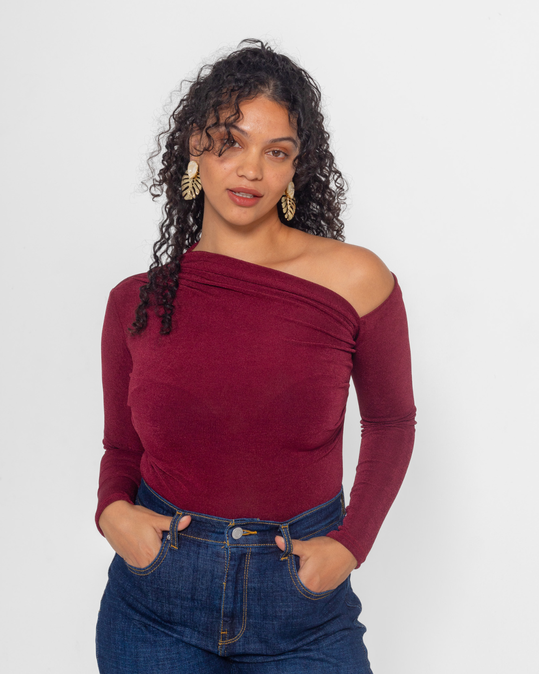 Asymmetric One Shoulder Top | Berry