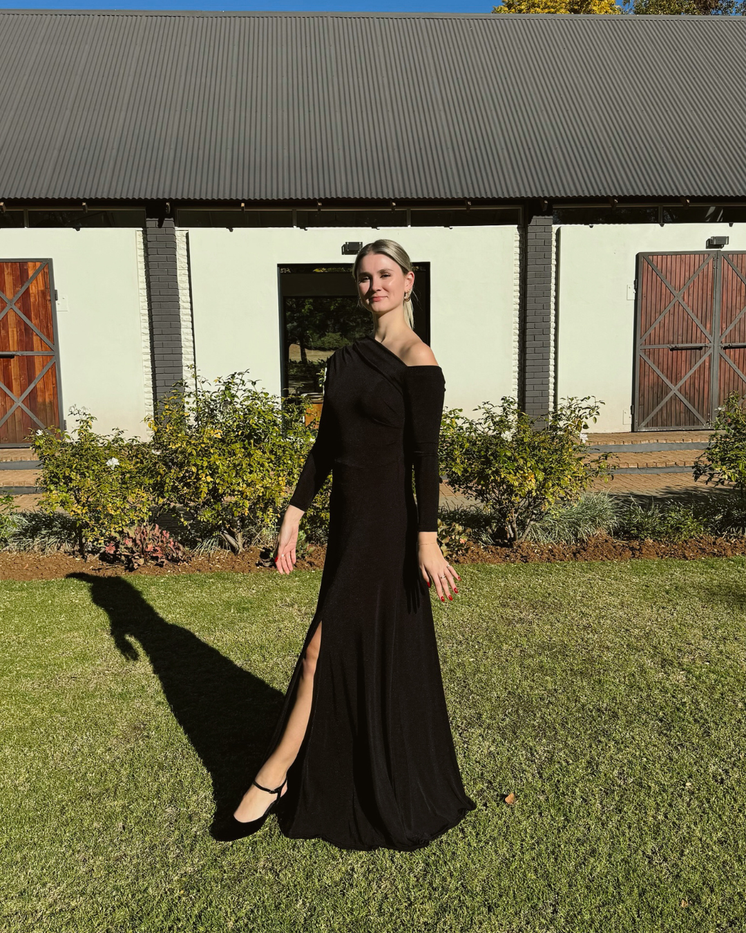 Asymmetric One Shoulder Dress | Black