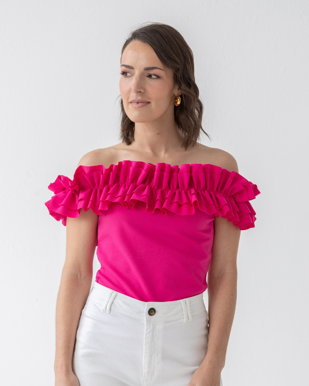 Off shoulder flounce discount top