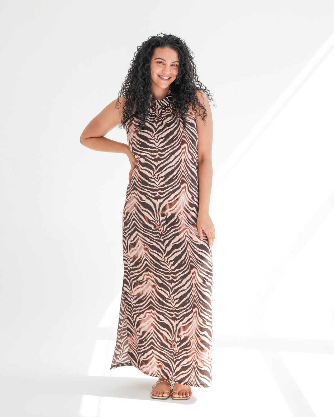 Zebra Print Halterneck Dress