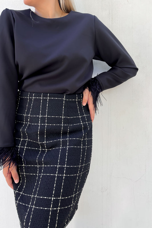 Black and Gold Tweed Mini Skirt | Flikker x LE | RU