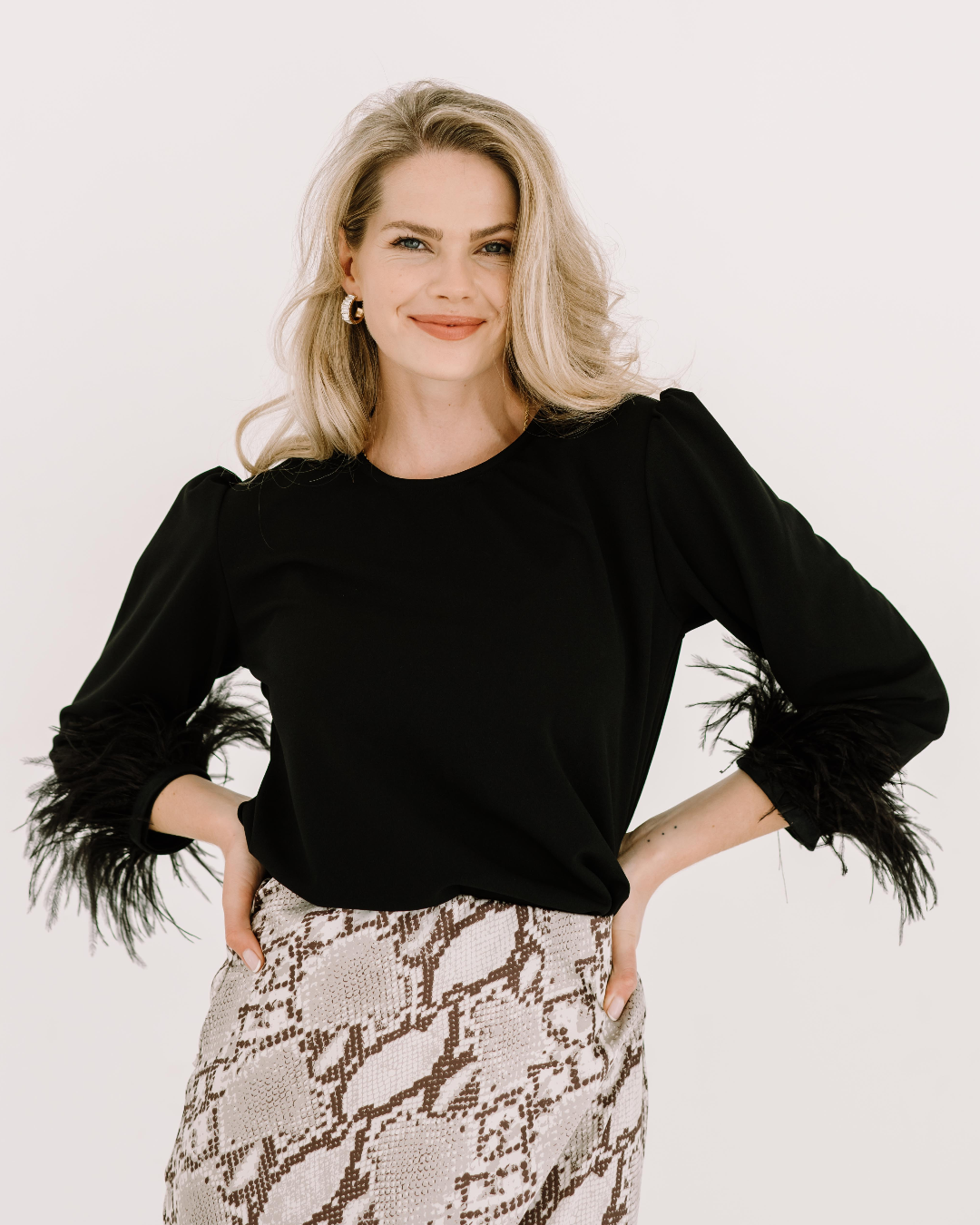 black feather blouse