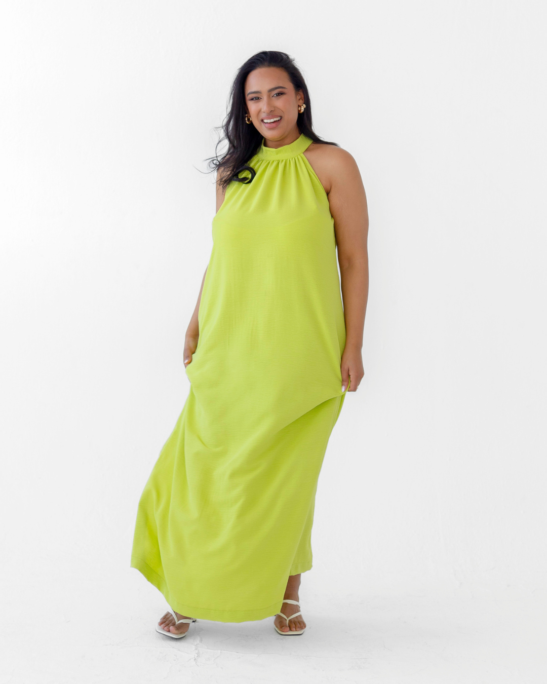 Chartreuse Halterneck Dress