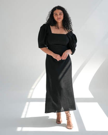 Classic Black Square Neck Dress