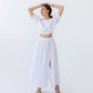 Gathered Linen Maxi Skirt | White