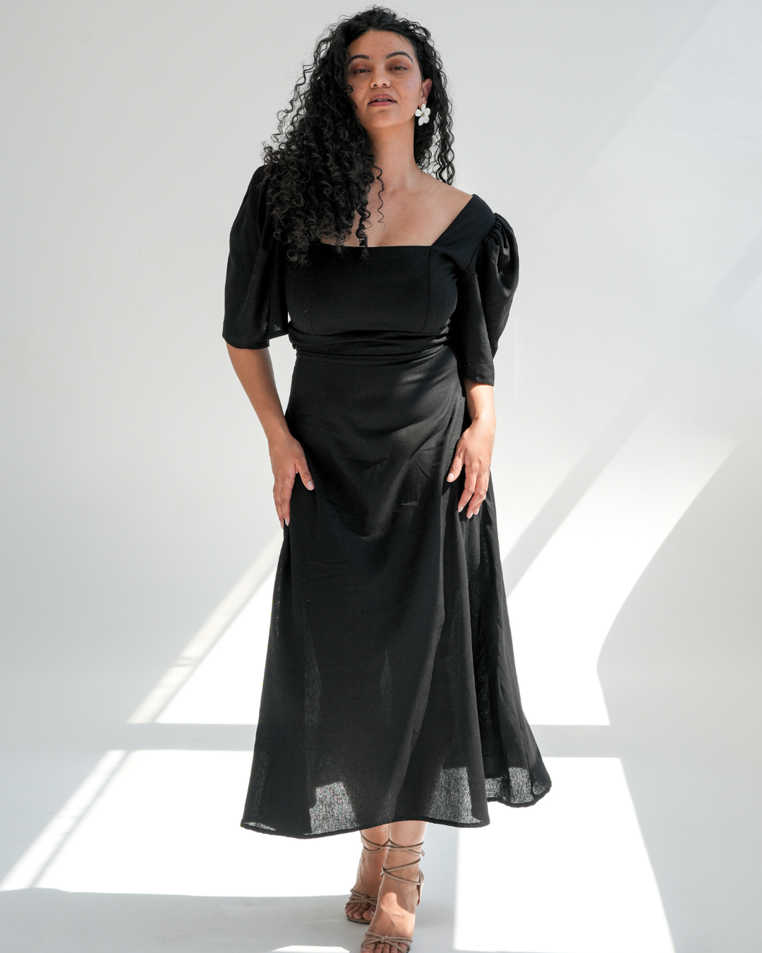 Classic Black Square Neck Dress