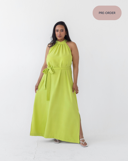 Chartreuse Halterneck Dress