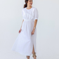 Gathered Linen Maxi Skirt | White