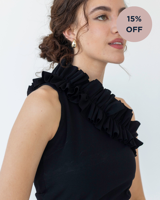 One Shoulder Ruffle Top | Black