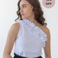 One Shoulder Ruffle Top | White