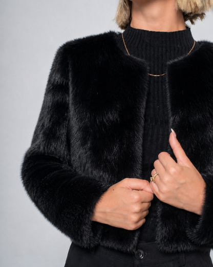 PRE ORDER: Midnight Black Faux Fur Jacket