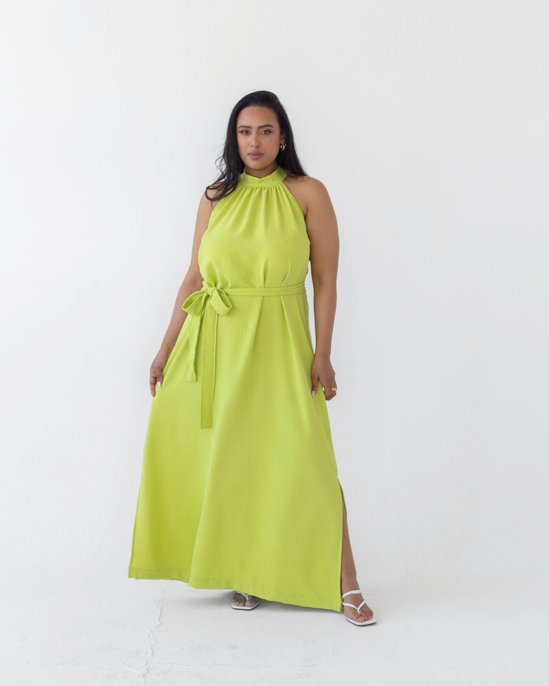 Chartreuse Halterneck Dress