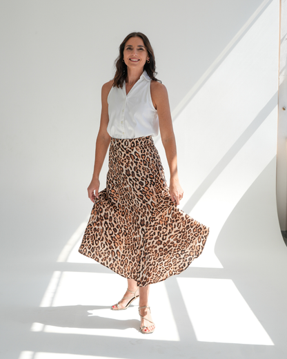 The Satin Leopard Skirt