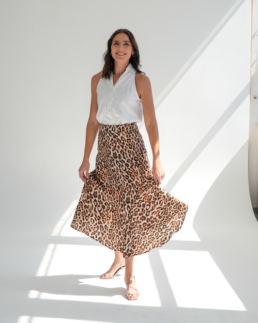 The Satin Leopard Skirt