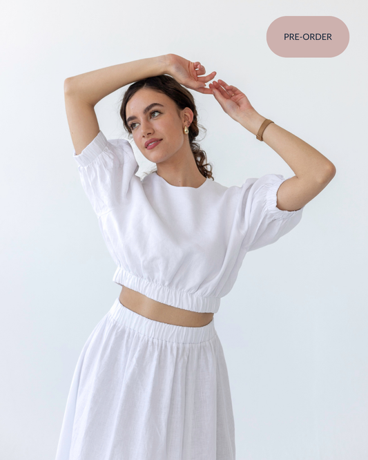 Cropped Linen Top | White