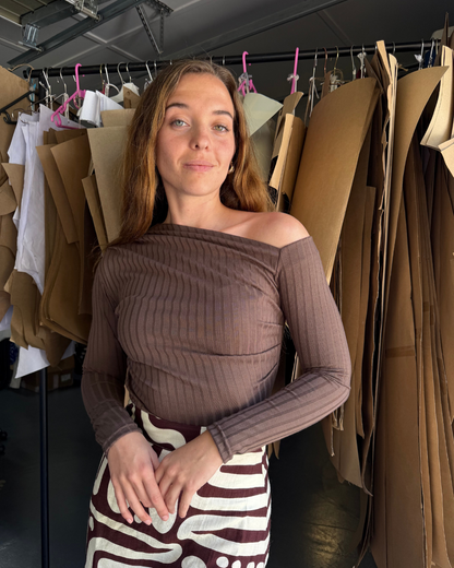 Asymmetric One Shoulder Top | Mocha