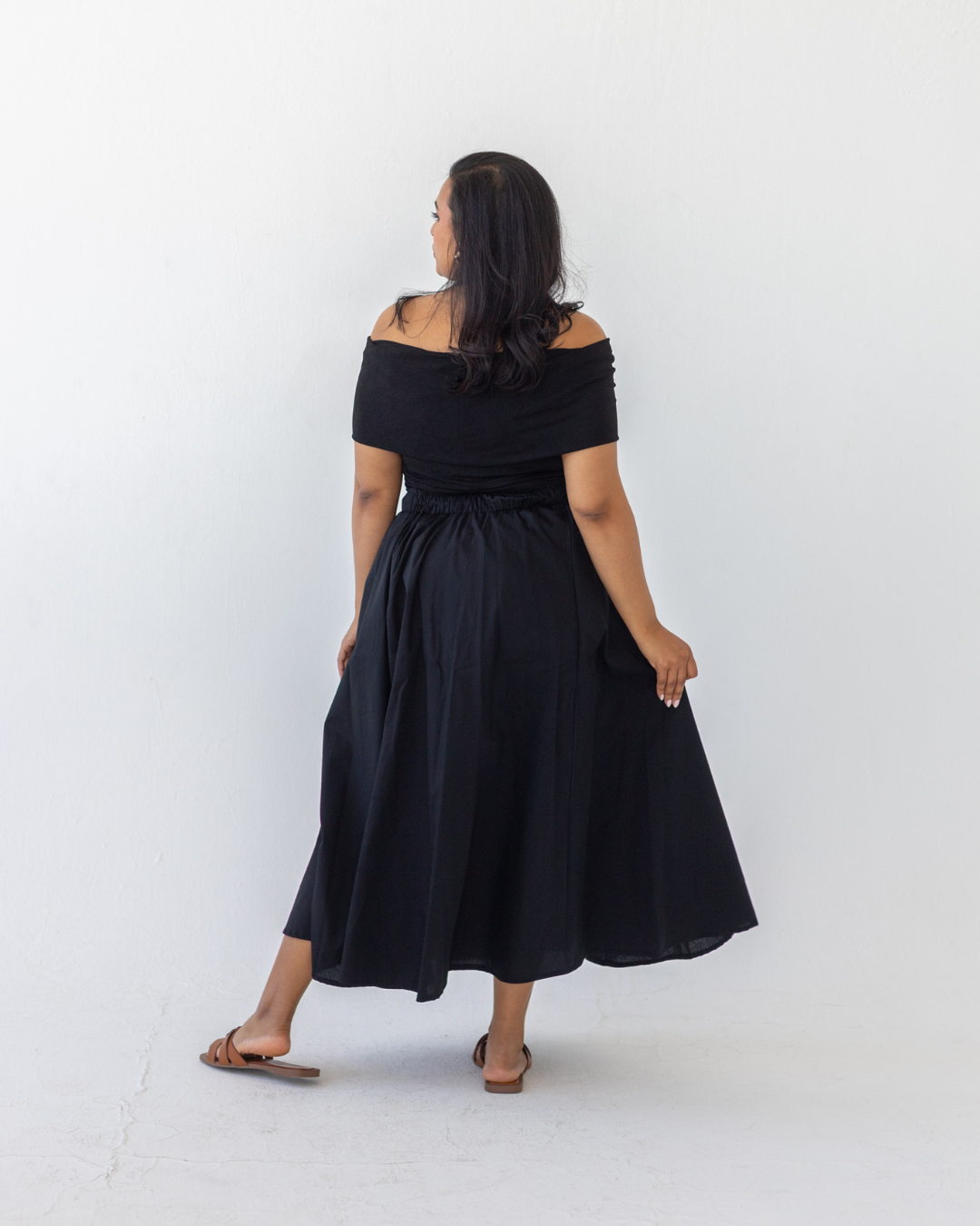 Cotton A-Line Midi Skirt