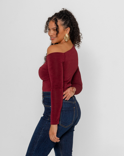 Asymmetric One Shoulder Top | Berry