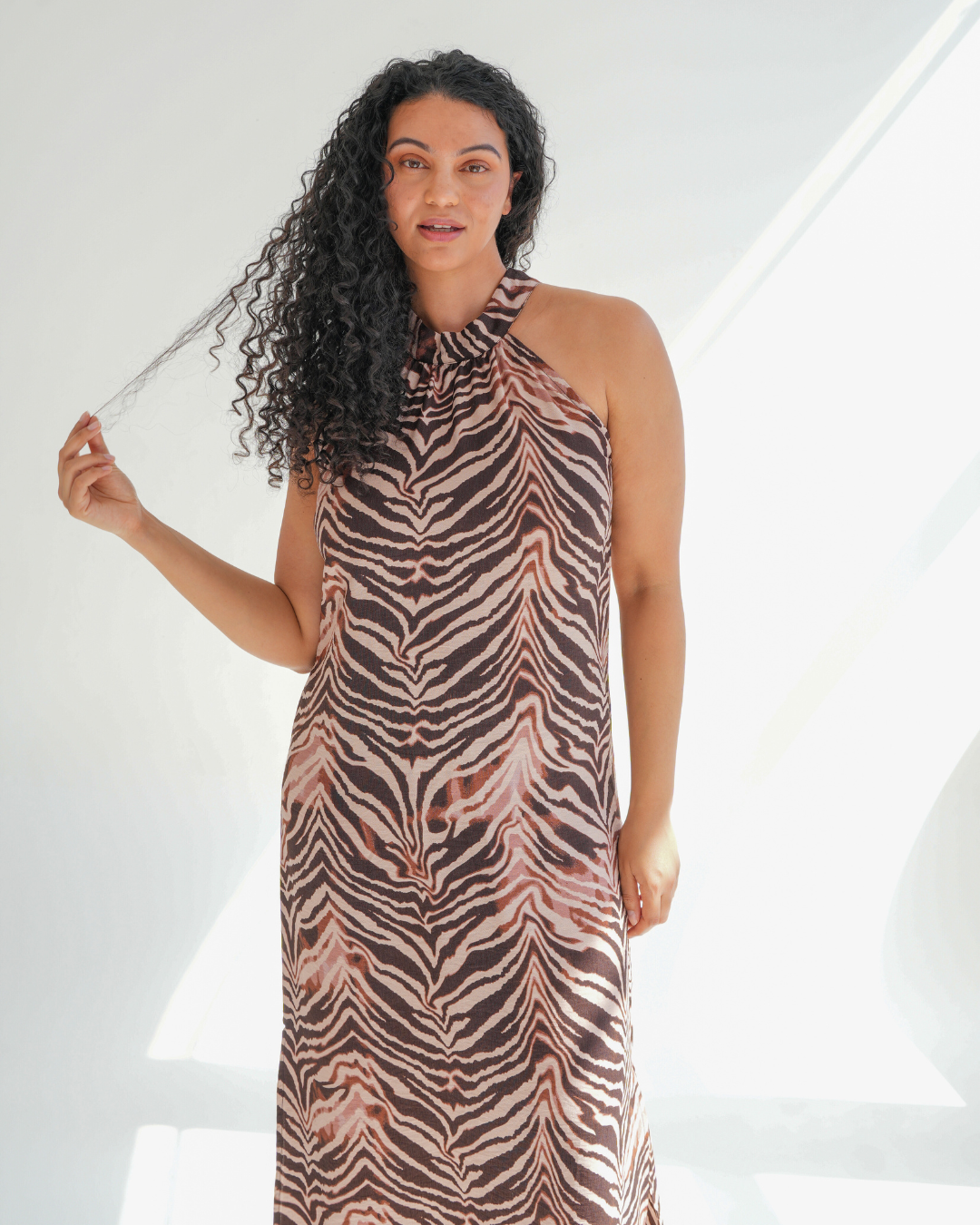 Zebra Print Halterneck Dress
