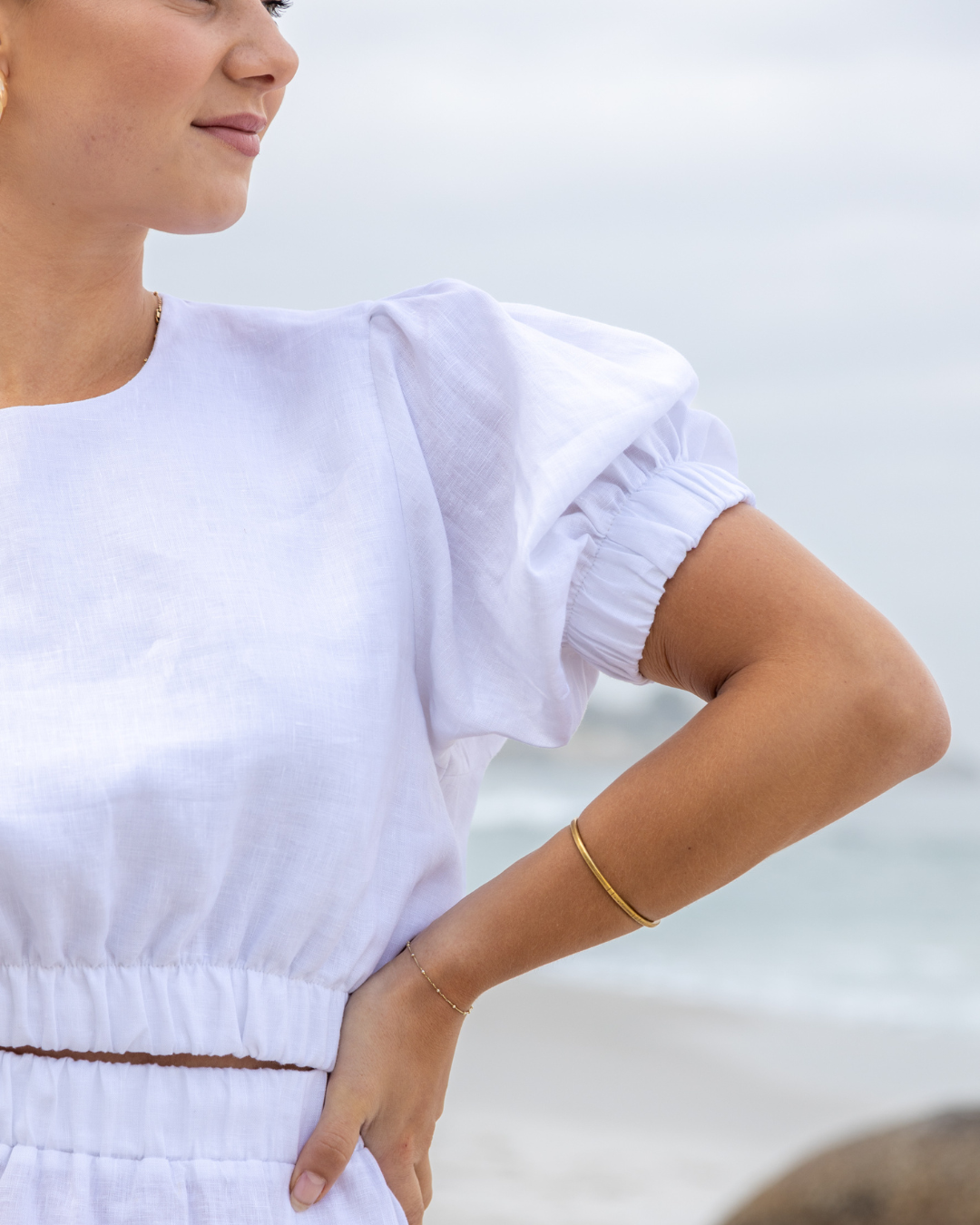 Cropped Linen Top | White