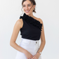 One Shoulder Ruffle Top | Black