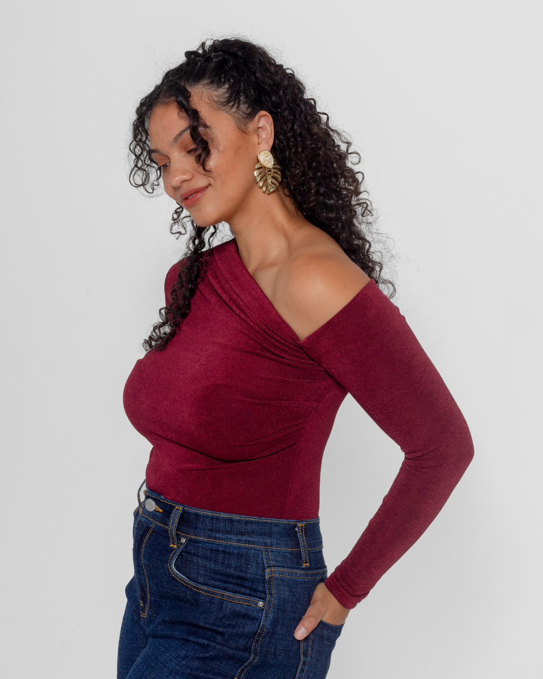 Asymmetric One Shoulder Top | Berry