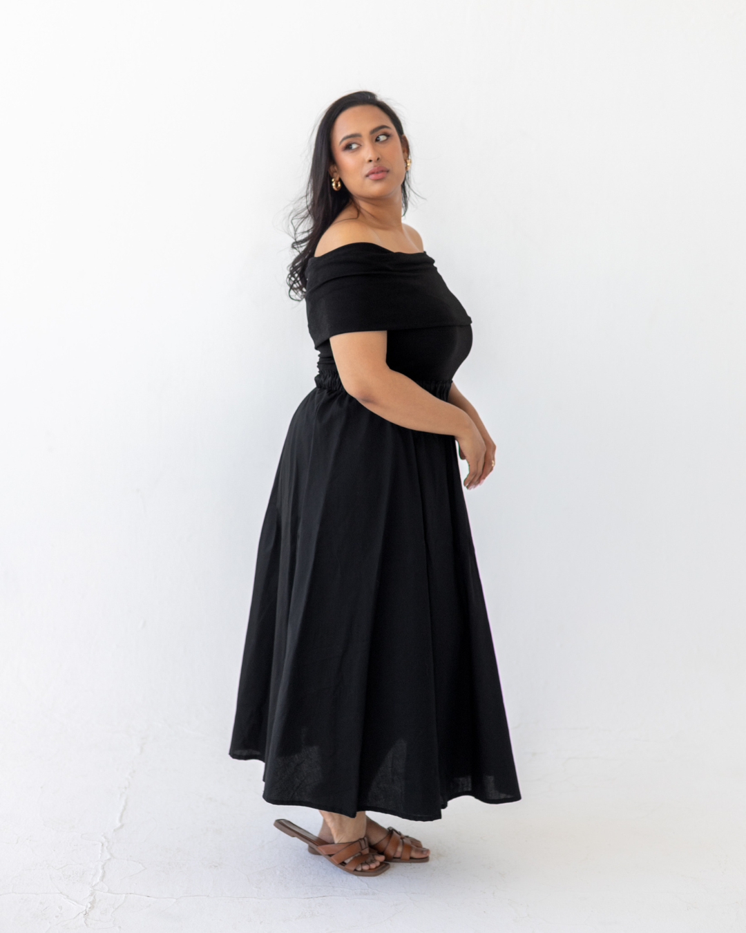 Cotton A-Line Midi Skirt