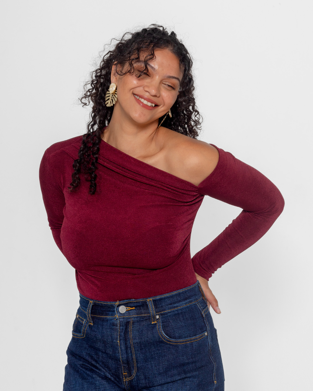 Asymmetric One Shoulder Top | Berry