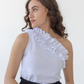 One Shoulder Ruffle Top | White