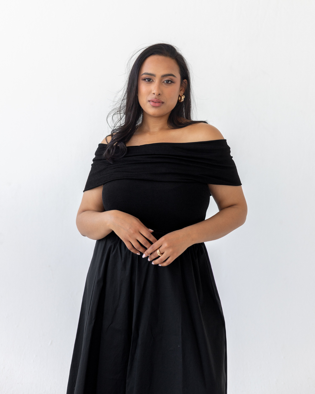 Cotton A-Line Midi Skirt