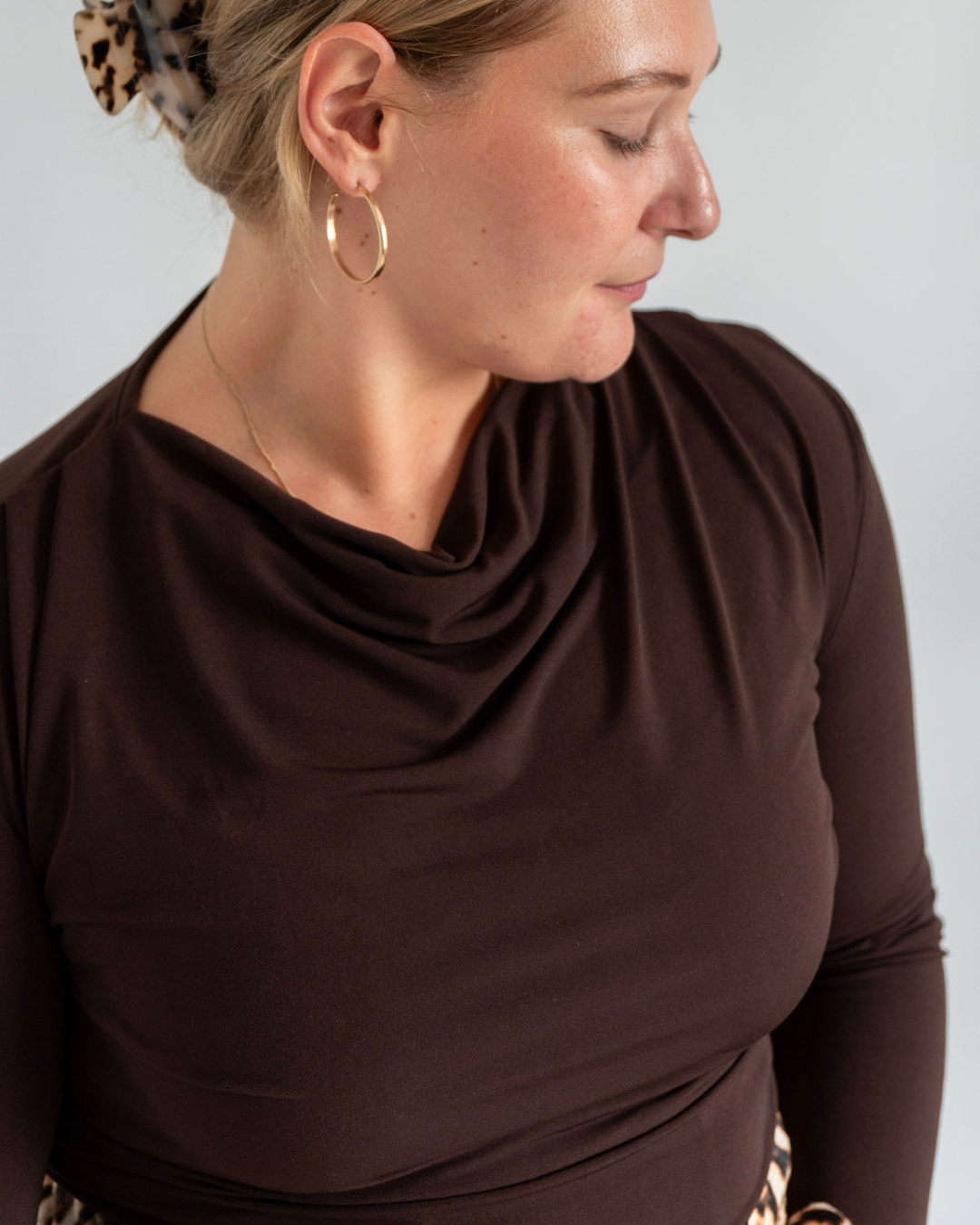 Cowl Neck Everyday Top | Chocolate