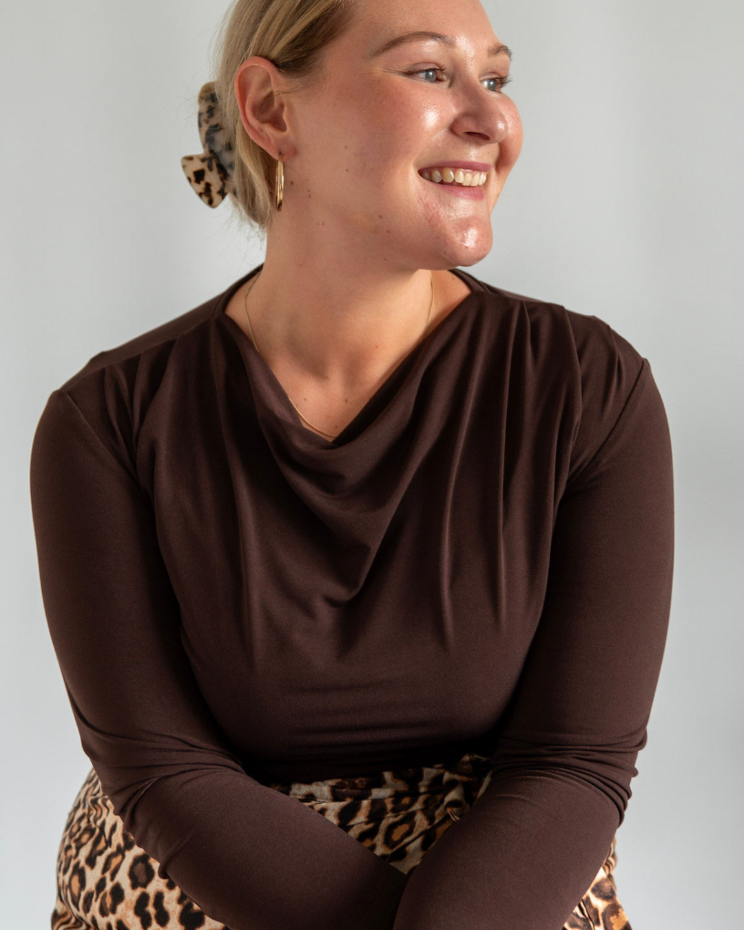 Cowl Neck Everyday Top | Chocolate