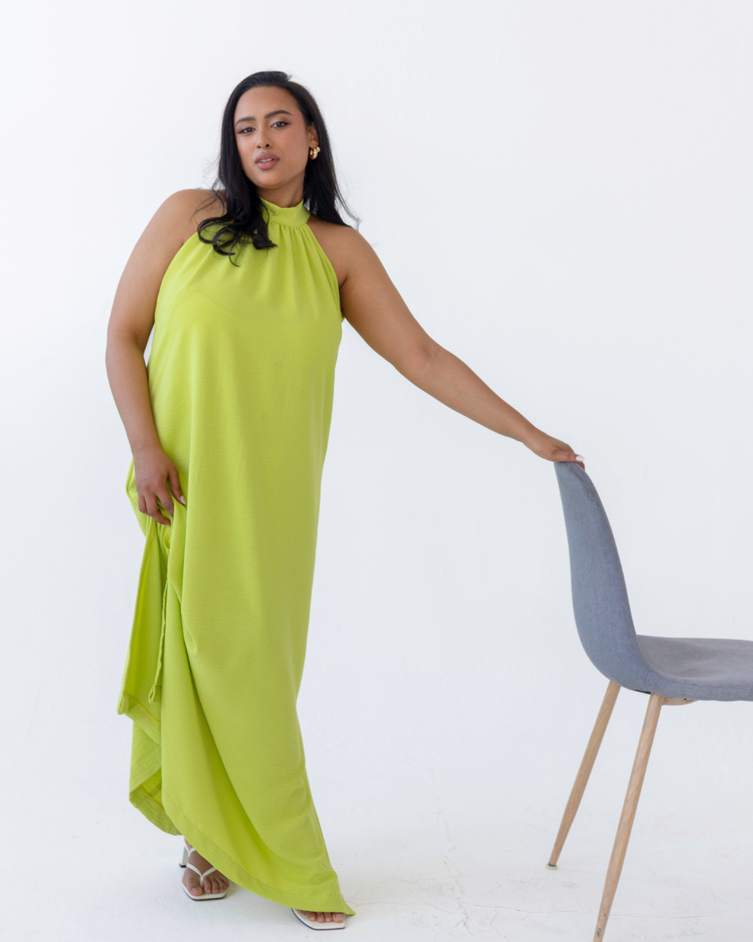 Chartreuse Halterneck Dress