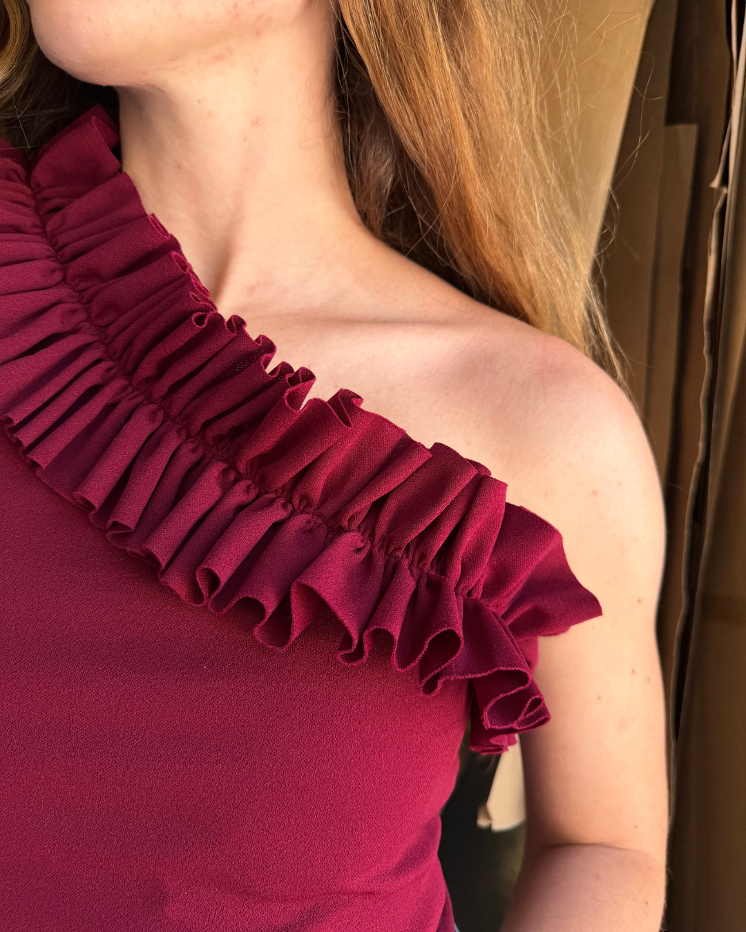 The Festive One Shoulder Ruffle Top