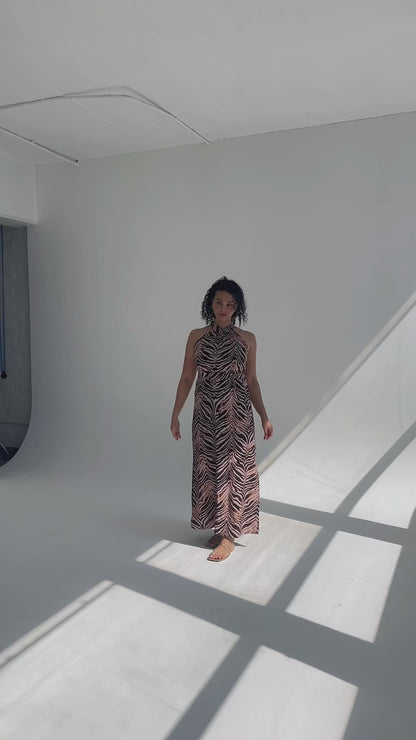 Zebra Print Halterneck Dress