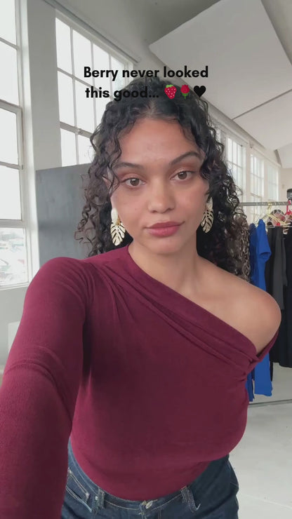 Asymmetric One Shoulder Top | Berry