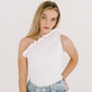 One Shoulder Ruffle Top | White